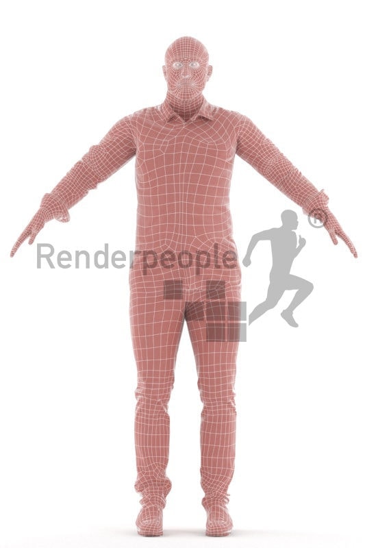 Rigged human 3D model by Renderpeople – european man with casual shirt