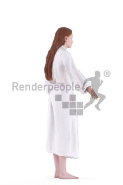 3d people spa, white 3d woman with bathrobe rigged