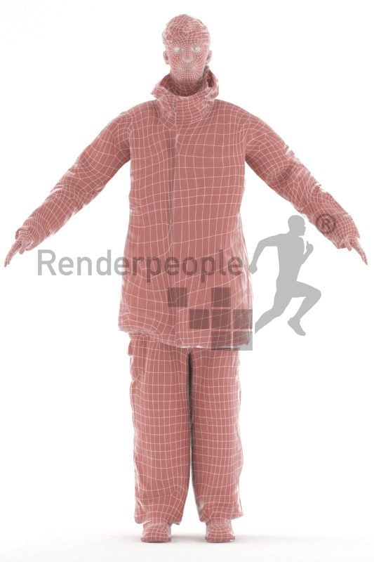 Rigged 3D People model for Maya and 3ds Max – european man in fireworker outfit