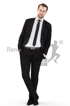 3d people business, white 3d man wearing a suit