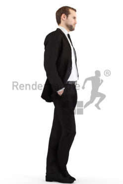 3d people business, white 3d man wearing a suit