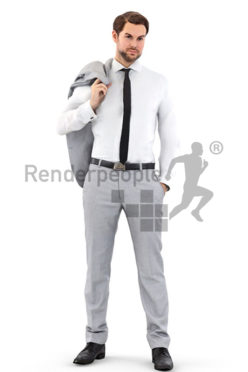 3d people business, white 3d man wearing a suit