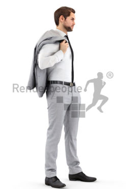 3d people business, white 3d man wearing a suit