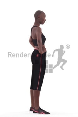 3D People model for 3ds Max and Sketch Up – black woman, gym wear