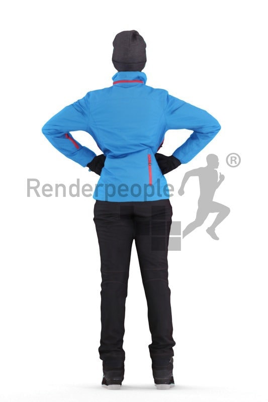 Photorealistic 3D People model by Renderpeople – black woman standing, skii wear