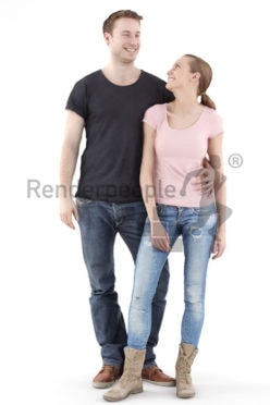 3d people casual, 3d couple smiling