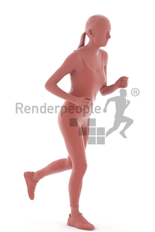 3d people sports, white 3d woman running