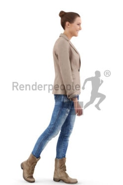 3d people casual, nicely dressed white 3d woman walking