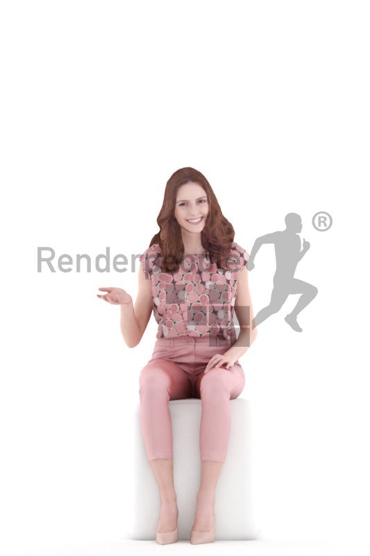 3d people event, white 3d woman sitting and talking