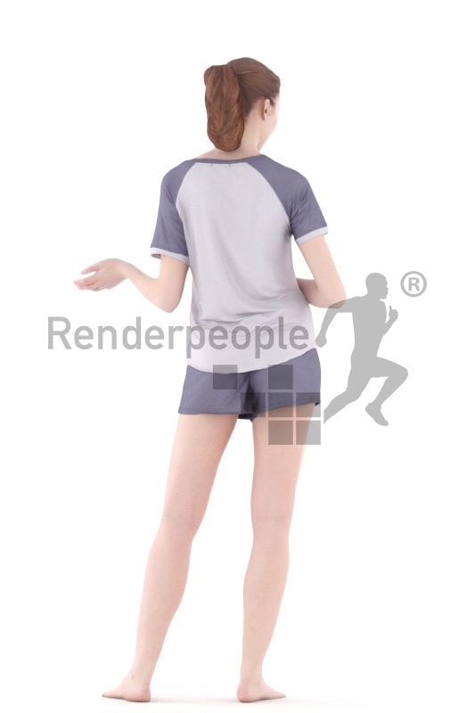 3d people sleepwear, white 3d woman standing and holding a cup