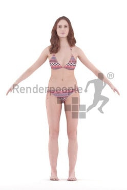 Rigged 3D People model for Maya and Cinema 4D – european woman in swimm suits