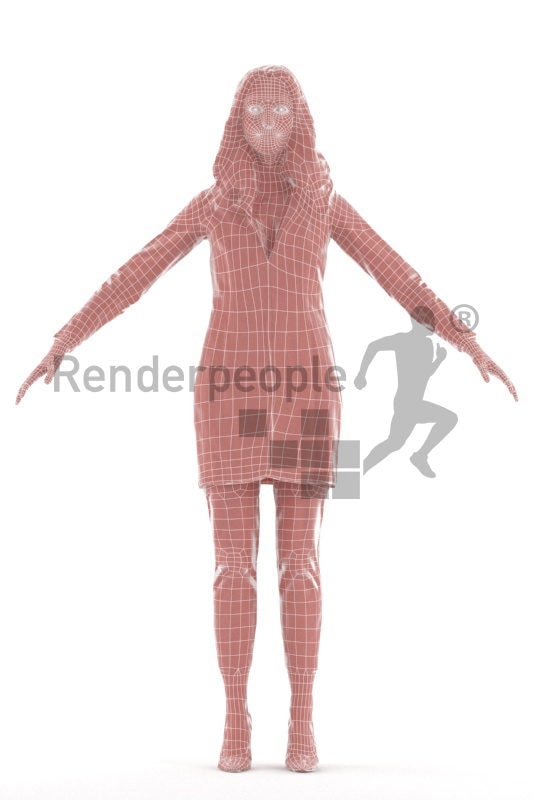 Rigged human 3D model by Renderpeople – european woman, outdoor