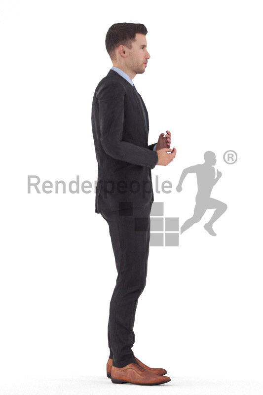 Animated 3D People model for 3ds Max and Maya – european male in business/event suit