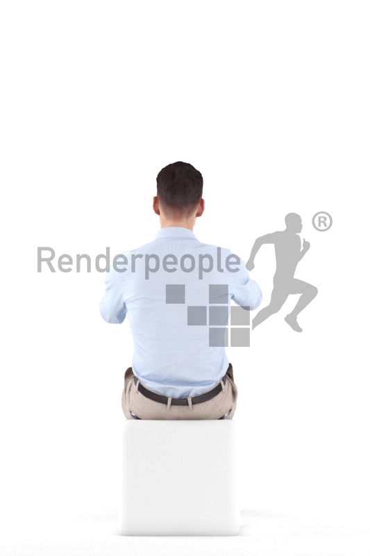 Posed 3D People model for renderings – man in business look, driving the car