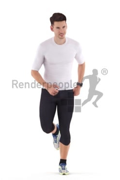 Posed 3D People model by Renderpeople – white man in sportswear, jogging