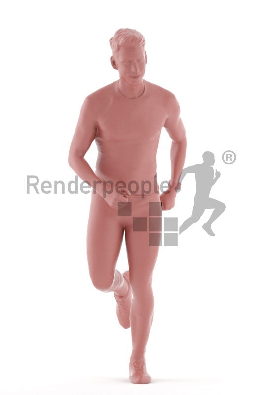 Posed 3D People model by Renderpeople – white man in sportswear, jogging