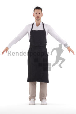 Rigged and retopologized 3D People model – white man in waiters outfit