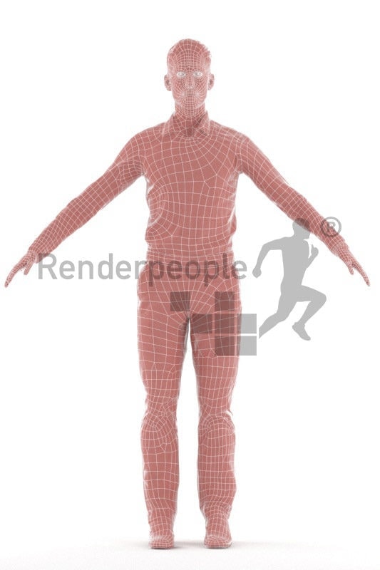 Rigged 3D People model by Renderpeople- european man in office clothes