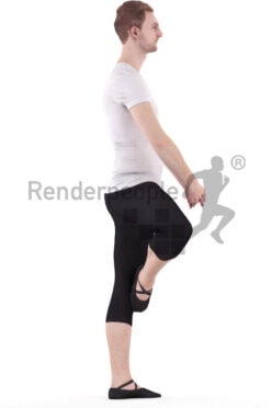 3D People model for 3ds Max and Maya – white man in sports outfit, dancing ballet