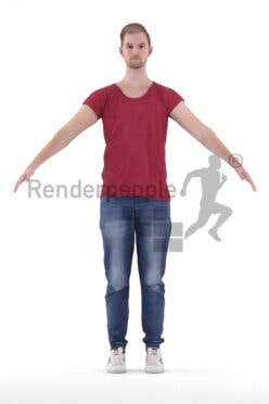 Rigged human 3D model by Renderpeople – european male in casual daily look
