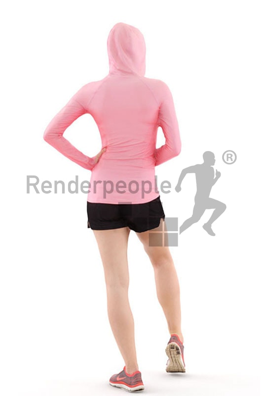 3d people sports, white 3d woman after workout