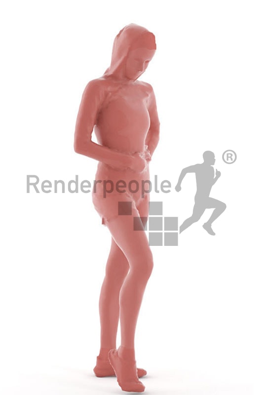 3d people sports, white 3d woman after workout