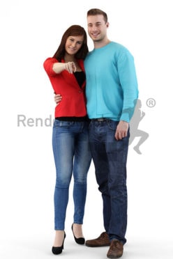 3d people casual, 3d couple arm in arm