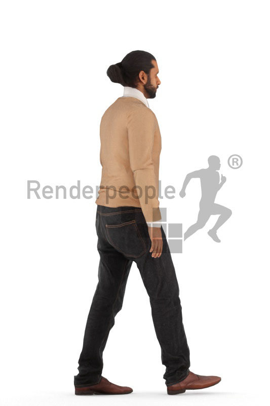 Animated 3D People model for realtime, VR and AR – middle eastern man in smart casual look, walking