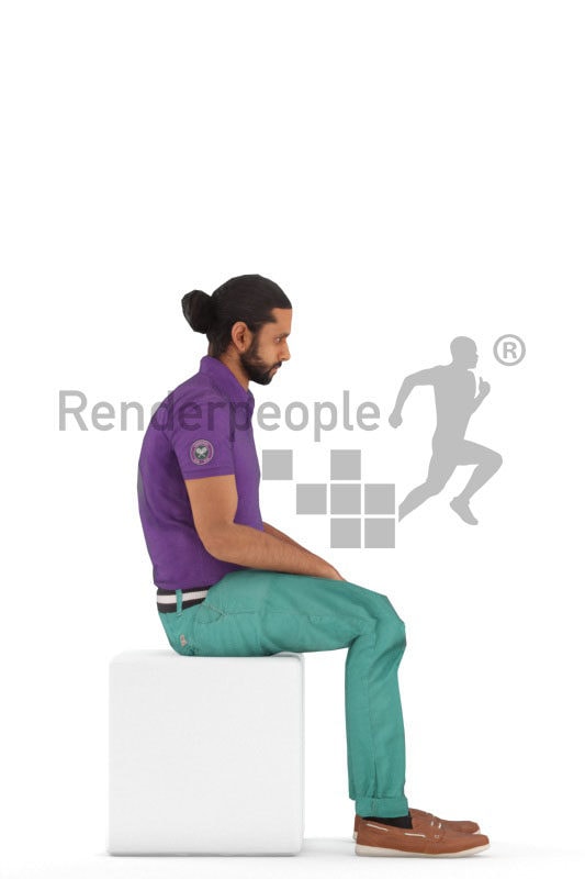 Animated 3D People model for Unreal Engine and Unity – middle eastern man in casual clothes, sitting