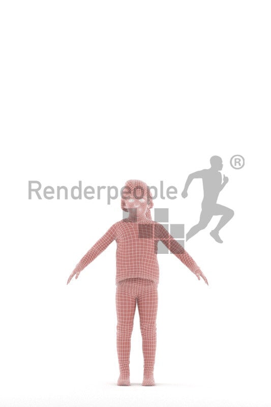 Rigged human 3D model by Renderpeople – european girl in casual jeans and longsleeve