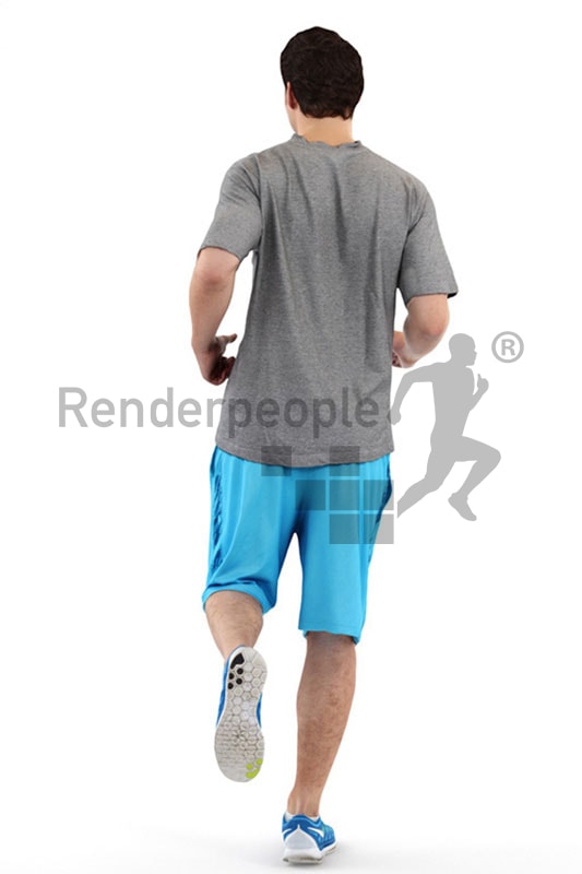3d people sports, white 3d man jogging
