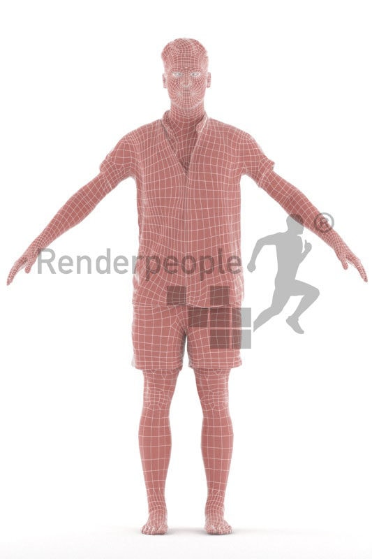 Rigged 3D People model by Renderpeople – european male in relaxed summer look,. beachwear