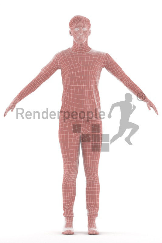 3d people casual, white 3d man rigged