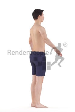 3d people beach/pool, white 3d man rigged