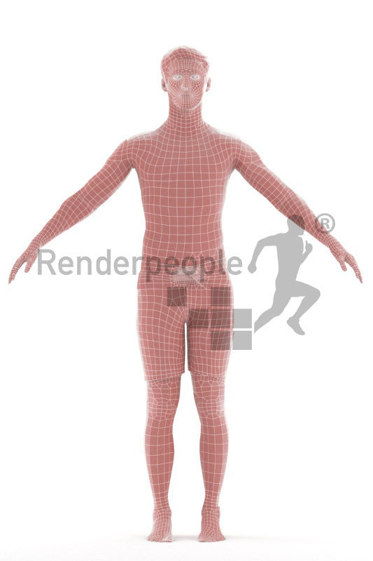 3d people beach/pool, white 3d man rigged