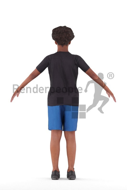 Rigged 3D People model for Maya and 3ds Max – black teenager, in sports clothing