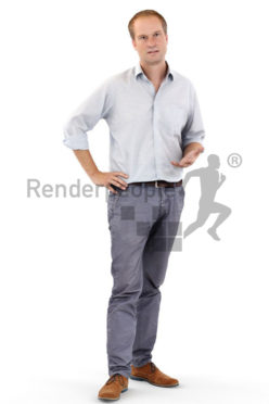 3d people business, white 3d man standing and talking