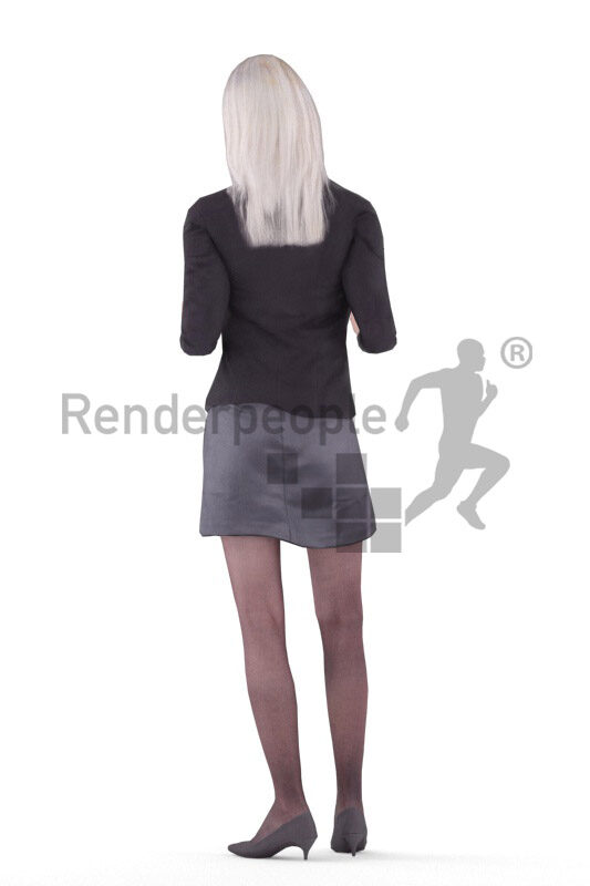 Animated 3D People model by Renderpeople – asian woman in business look, standing and talking