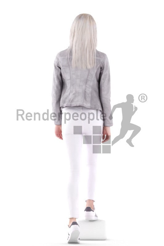 3d people casual, asian 3d kid walking and stairs