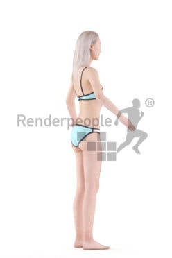 3d people pool/beach asian woman rigged