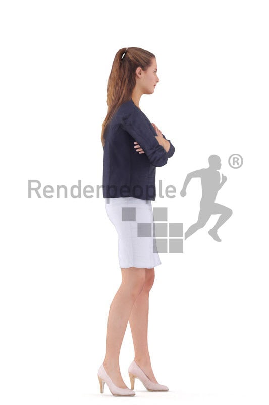 Animated 3D People model for 3ds Max and Maya – european female in smart casual business look, standing