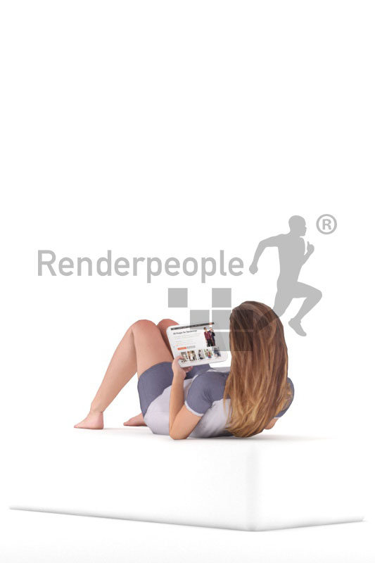 3d people casual, 3d white woman, relaxing animated