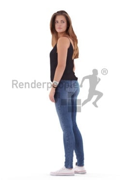 Scanned human 3D model by Renderpeople – white woman in casual freetime wear, standing