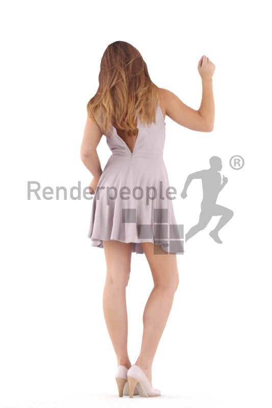 Scanned 3D People model for visualization – eruopean female in event dress, dancing