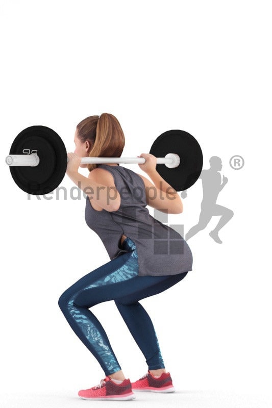 3D People model for 3ds Max and Sketch Up – european woman in sports dress, lifting weights