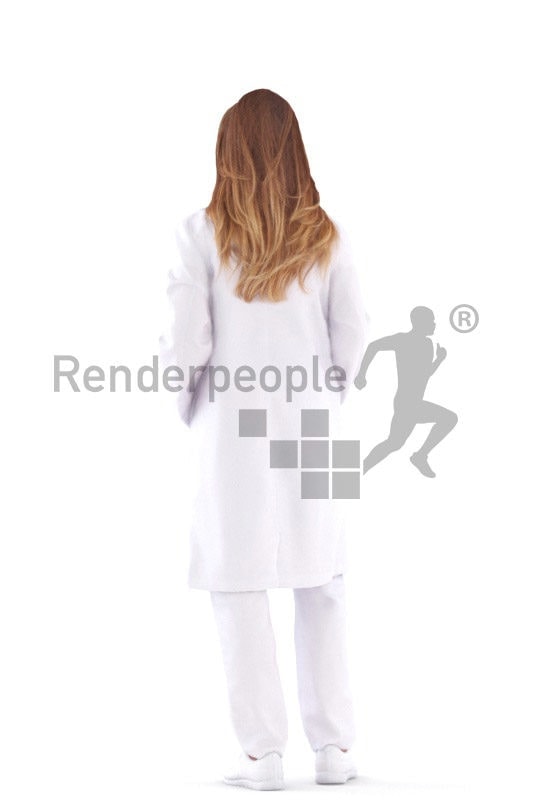 Posed 3D People model for visualization – european female doctor, standing