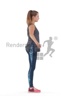 Rigged human 3D model by Renderpeople – european woman in gym wear