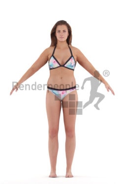 Rigged and retopologized 3D People model – european woman in bikini