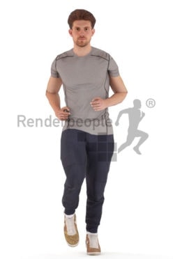 Human 3D model for animations – european man in sports dress, jogging