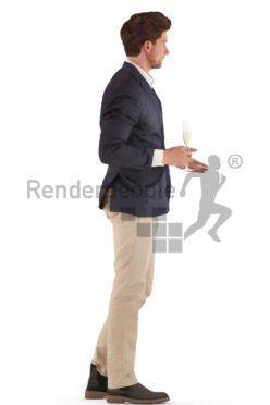 3d people event, man standing and drinking